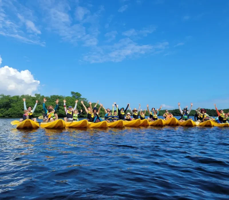 Children and parents kayaking